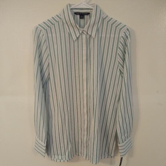 NWT Zac and Rachel Women's striped long sleeve blouse. Small. Office,Flattering - Picture 1 of 10